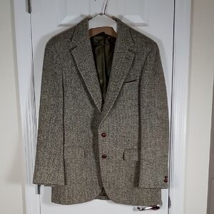 Vintage PBM Harris Tweed Sports Jacket 100% Scottish Wool 41R?? Brown Tones